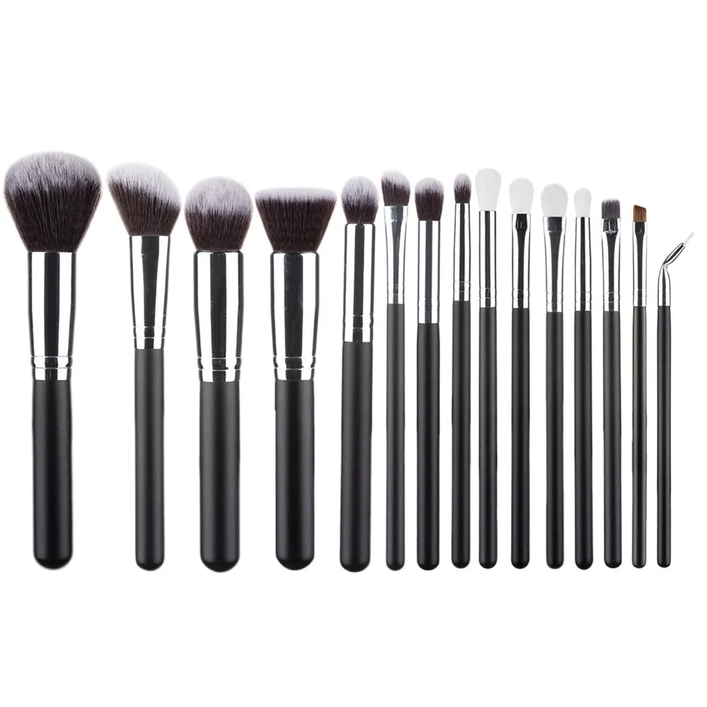 15 Sets Of Wooden Handle Makeup Makeup Brush With Storage Bag