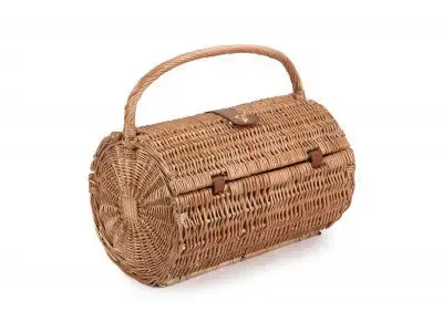 2 PERSON GREEN TWEED BARREL HAMPER