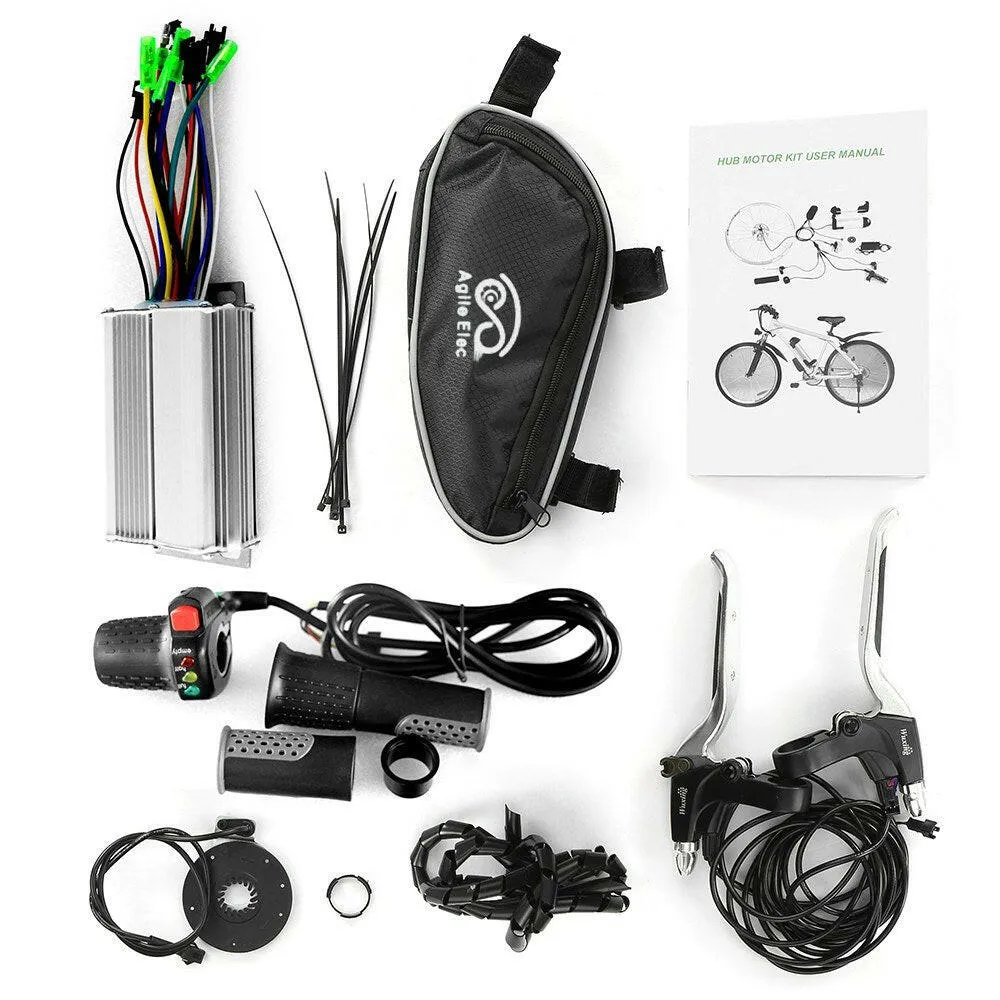 26x1.75'' Electric Bicycle Rear Wheel Disc Brake Hub Motor Kit 36V 250W Powerful Motor E-Bike Conversion Kit Controller Thumb Speed Throttle Signal Light Bike Brake Shifter Kit