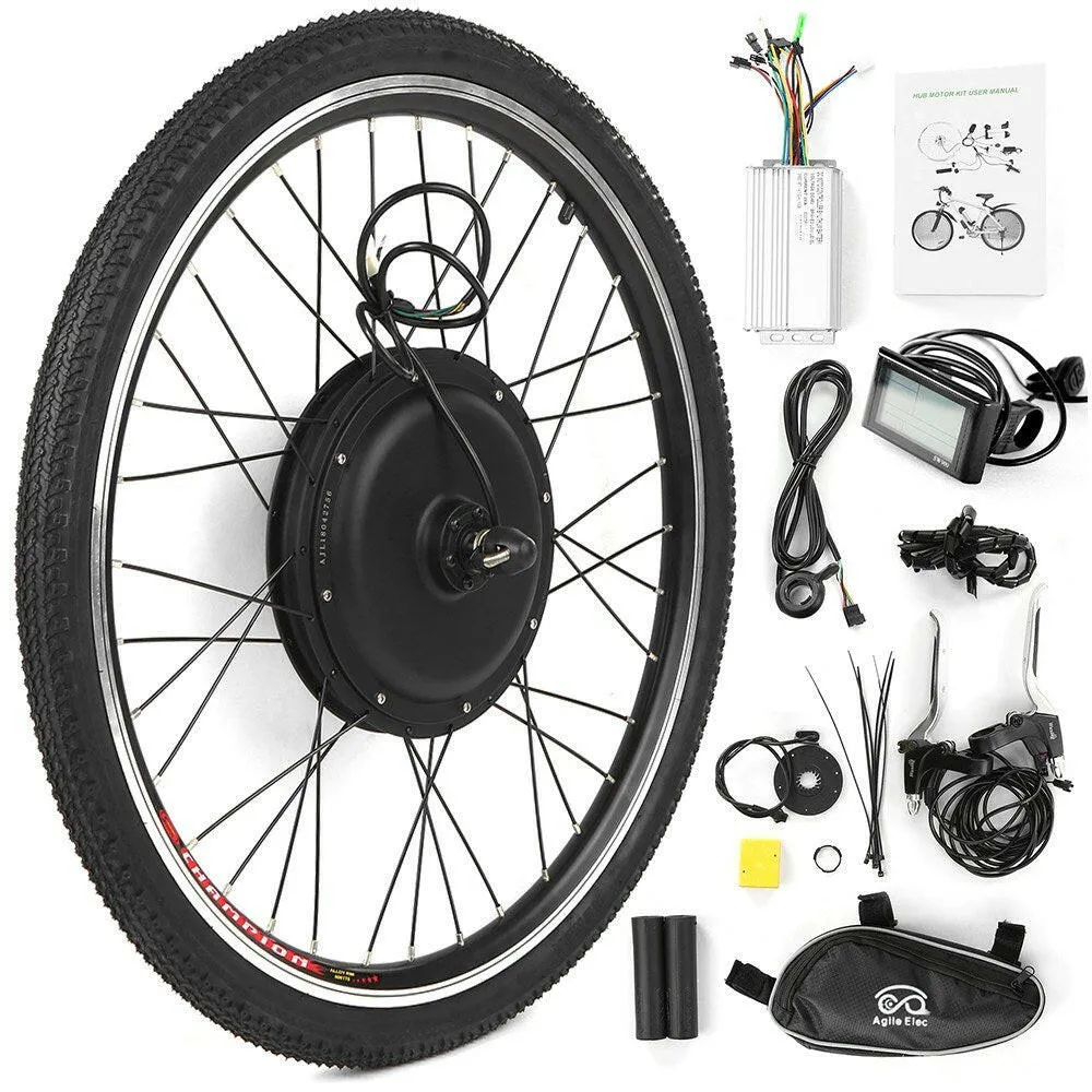 26x1.75'' Electric Bike Conversion Kit Bike Rear Wheel Hub Motor Kit 48V 1000W Powerful E-Bike LCD Display Motor Kit Brushless Controller PAS Signal Light Bike Brake Sensor Kit