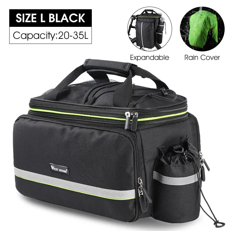 3 In 1 Bicycle Trunk Bag Mountain Bike Bag Cycling Double Side Rear Rack Seat Luggage Carrier Panniers Shoulder Bag