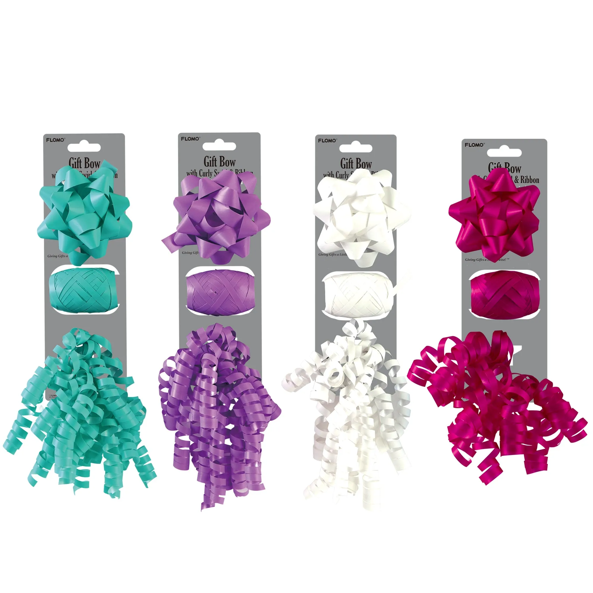 3Pk Matte Bow Set - 3.5" Bow, Curly Swirl, And 10Mm Egg Ribbon, 4 Colors