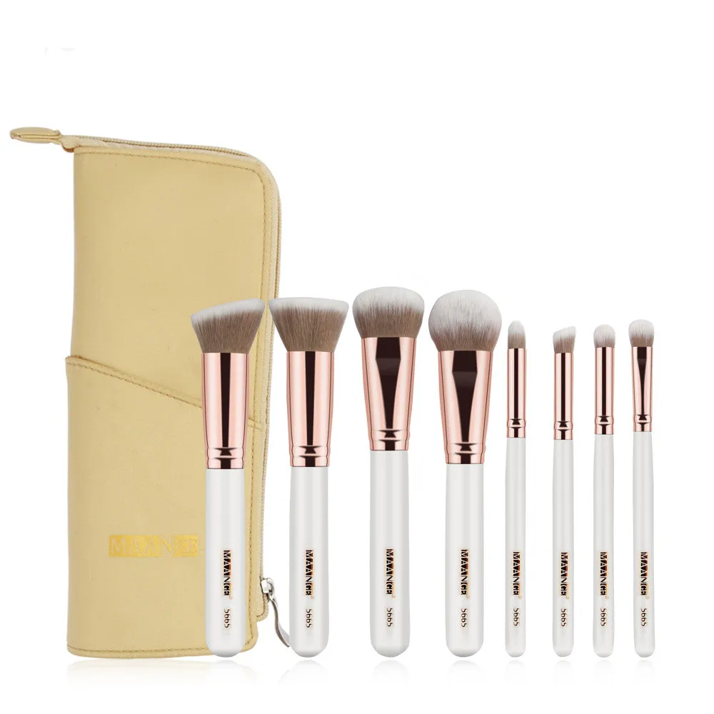 8PCS Professional Foundation Eye Shadow Eyebrow Blush Makeup Brushes Set Bag