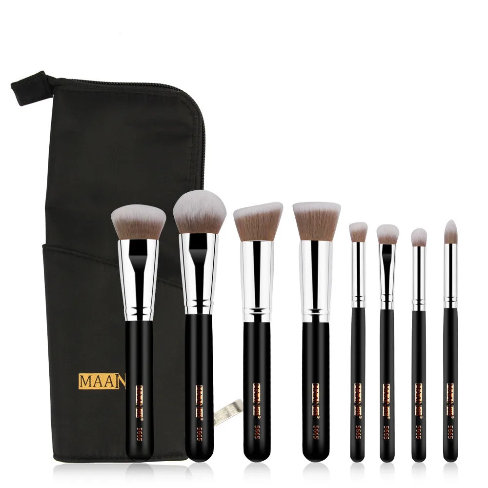 8PCS Professional Foundation Eye Shadow Eyebrow Blush Makeup Brushes Set Bag