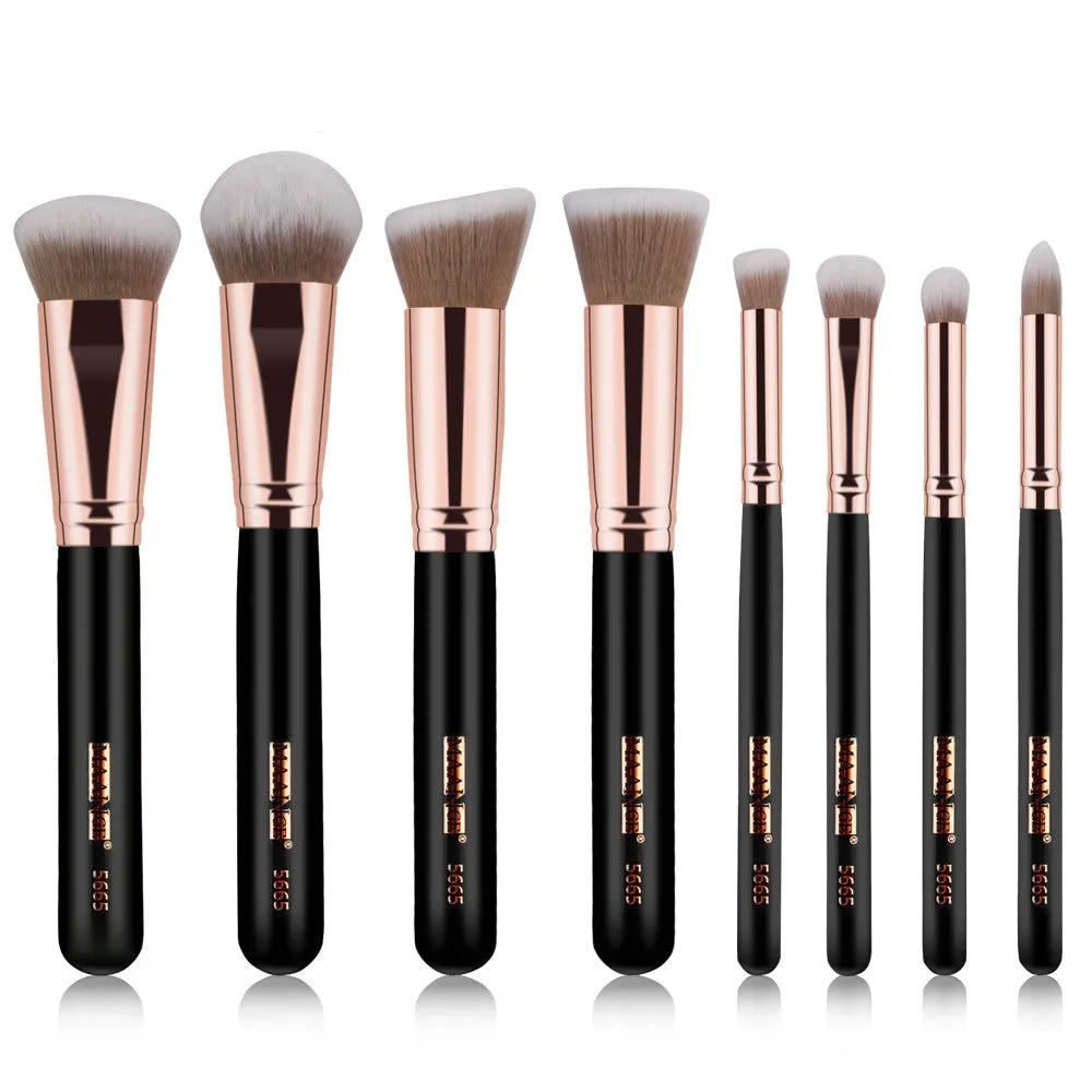 8PCS Professional Foundation Eye Shadow Eyebrow Blush Makeup Brushes Set Bag