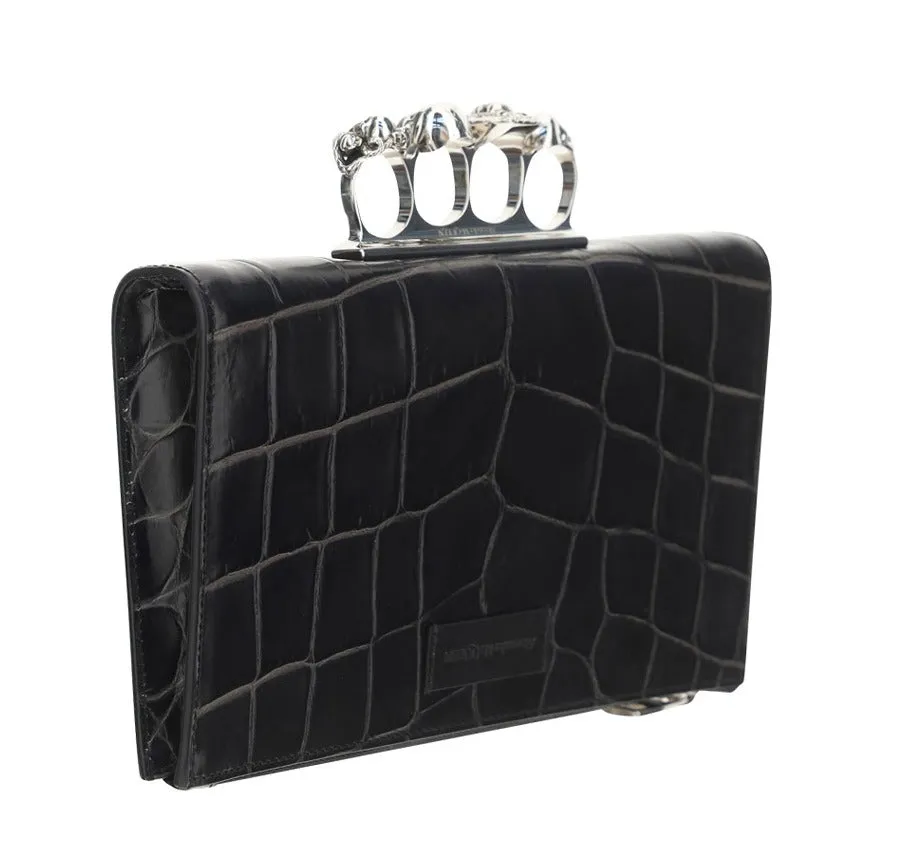 Alexander McQueen Skull Ring Embossed Clutch Bag