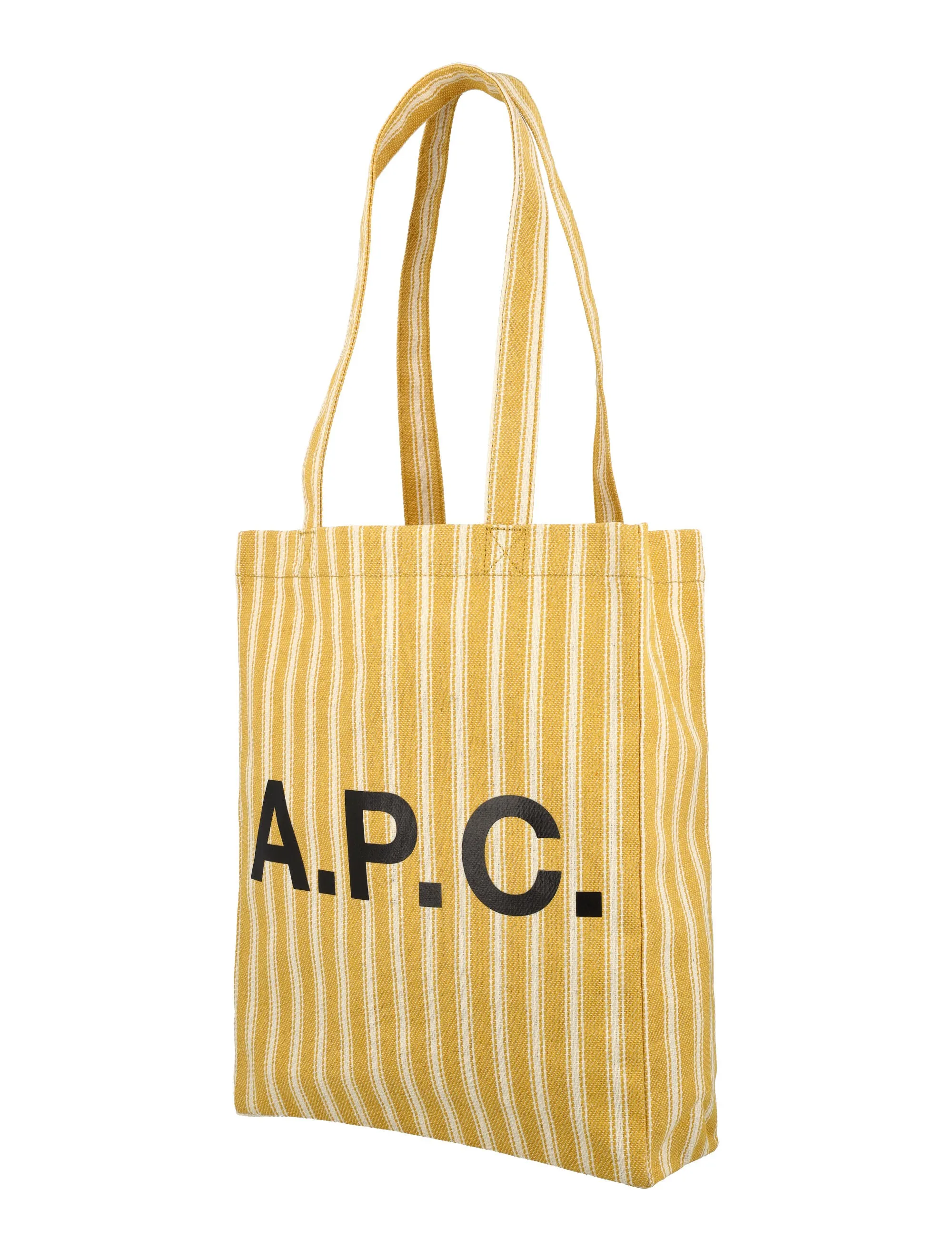 A.P.C. Lou Logo Printed Striped Tote Bag