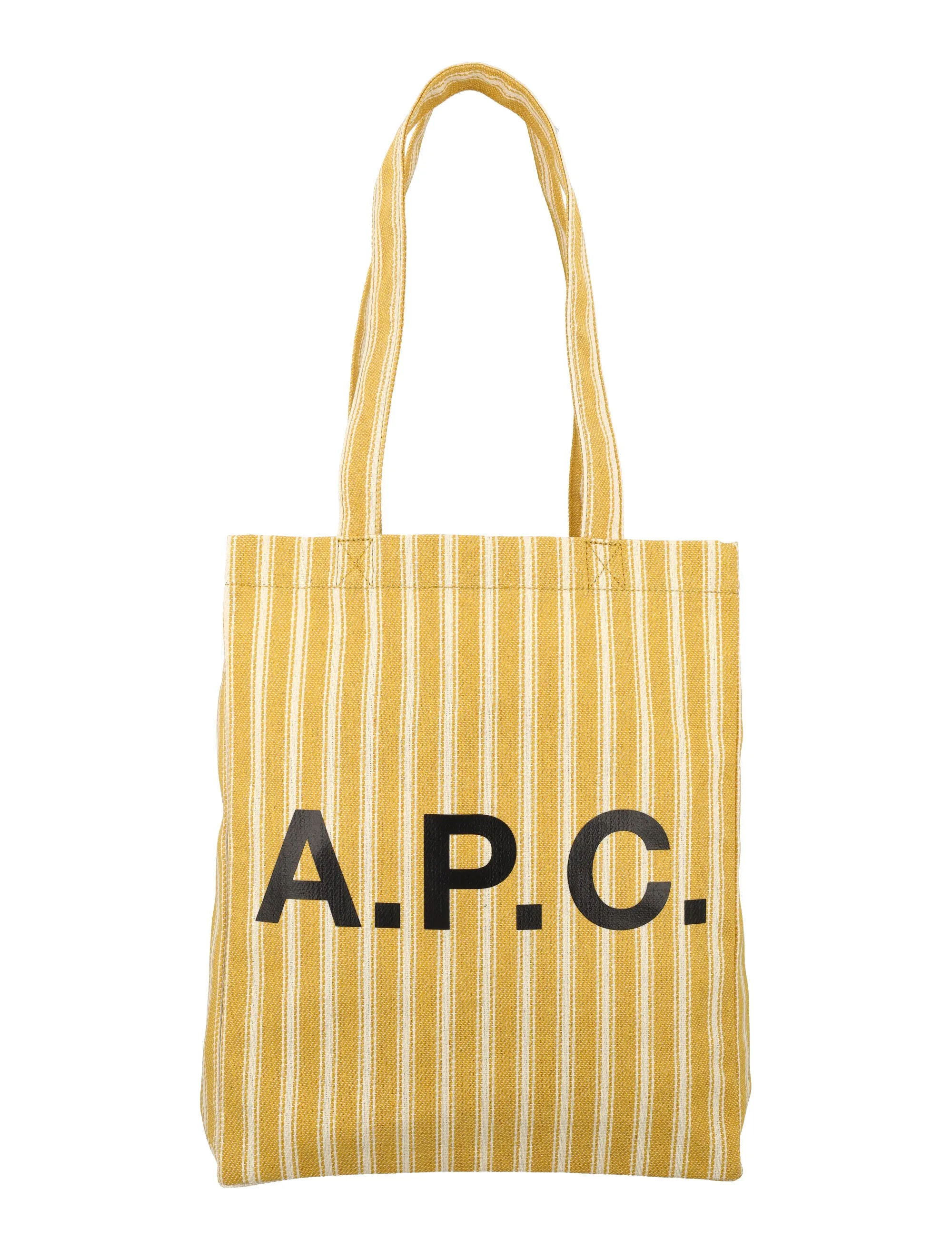 A.P.C. Lou Logo Printed Striped Tote Bag