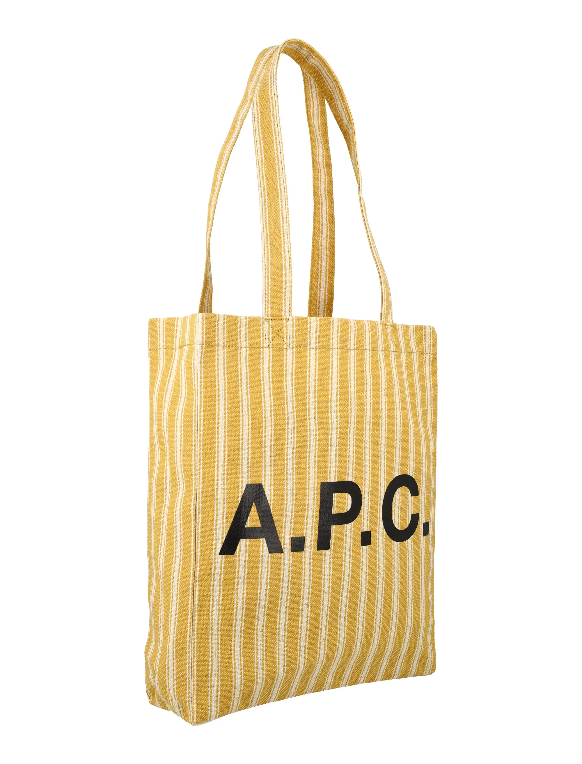 A.P.C. Lou Logo Printed Striped Tote Bag