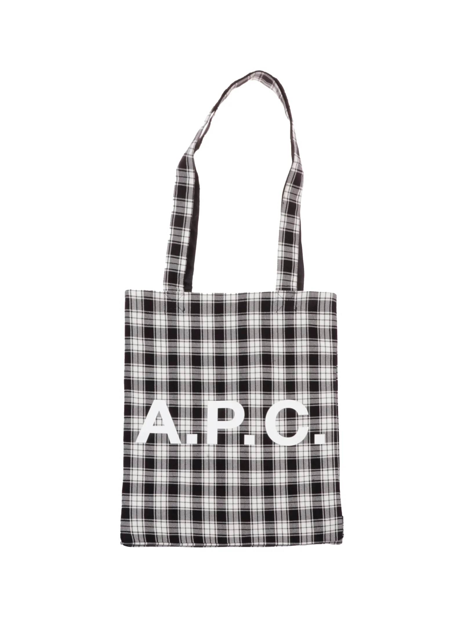 A.P.C. Plaid Logo-Printed Open Top Tote Bag