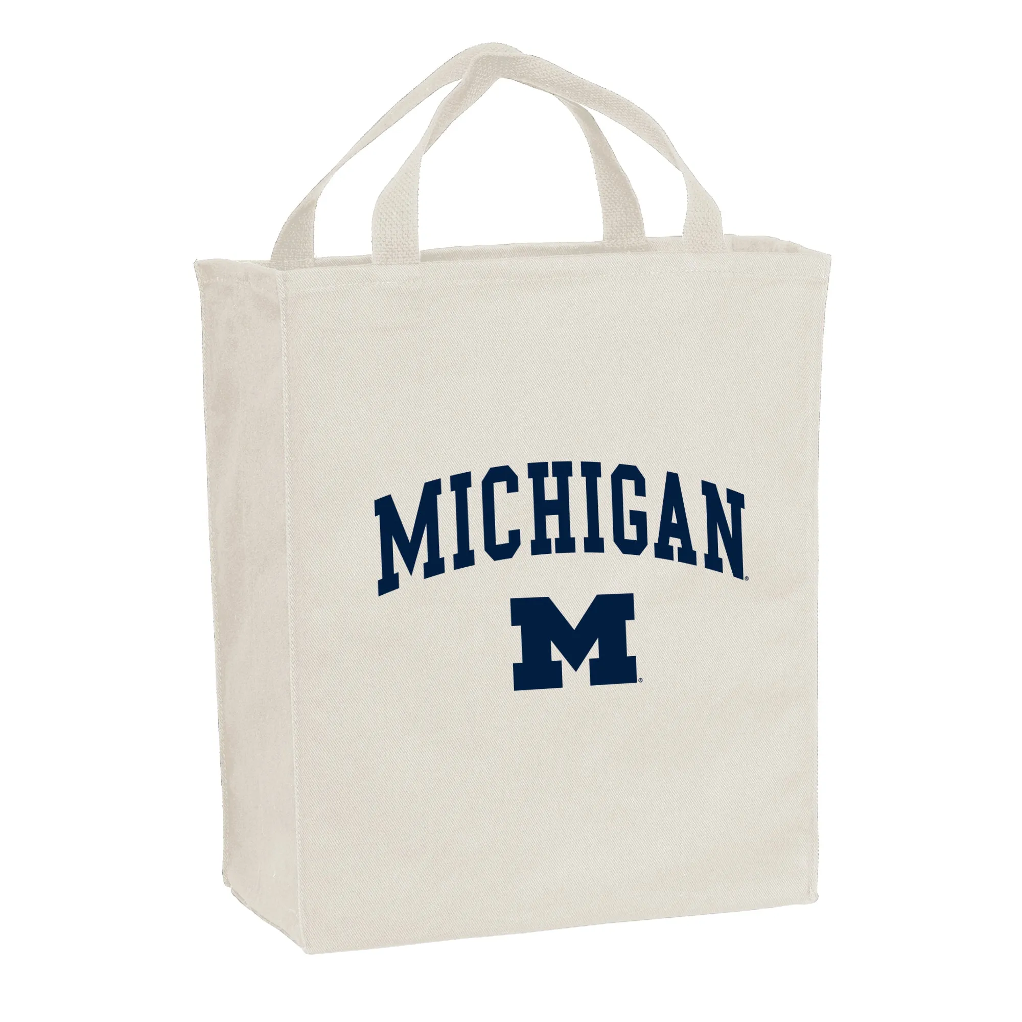 Arch Logo University of Michigan Port Authority Tote Bag - Natural