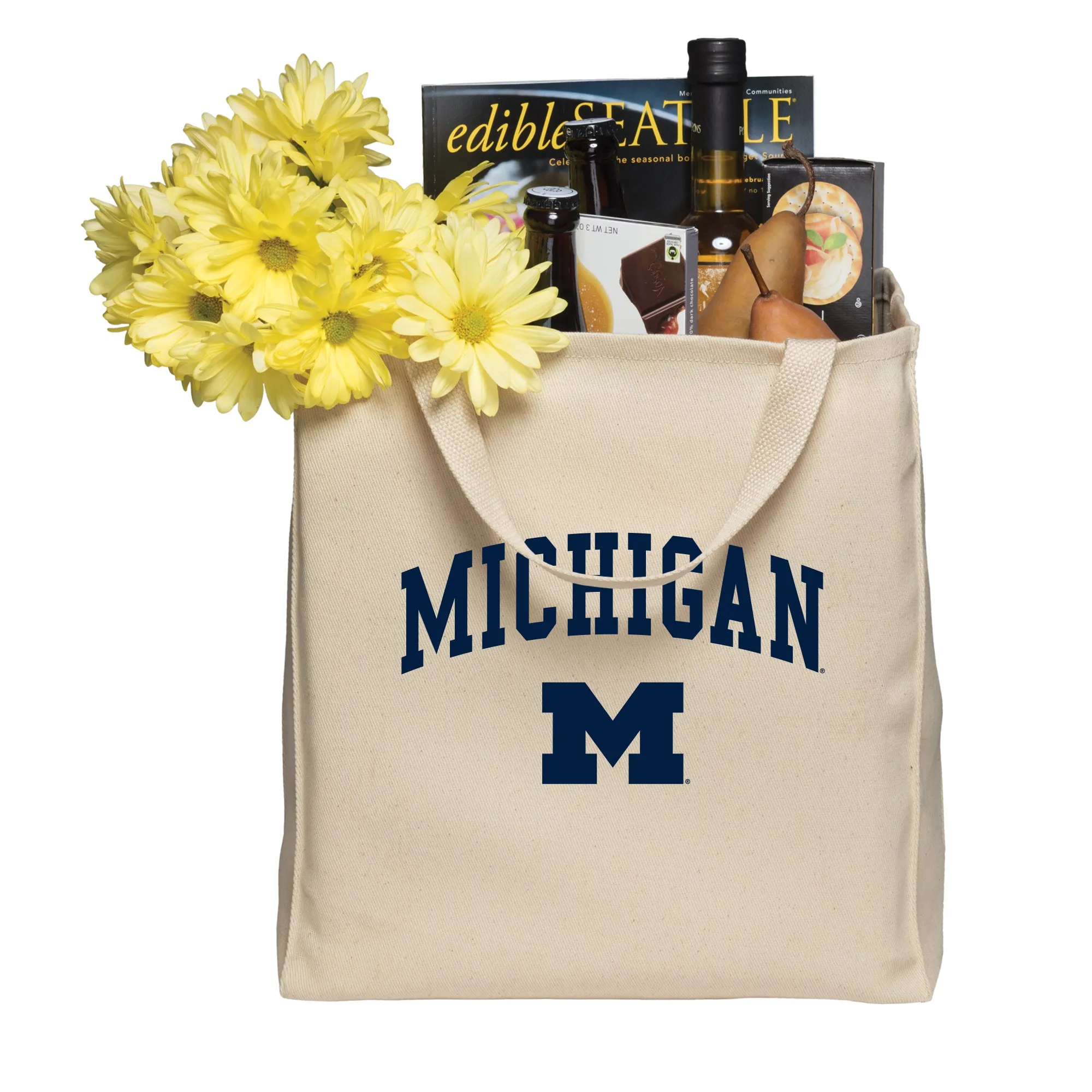 Arch Logo University of Michigan Port Authority Tote Bag - Natural