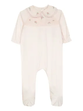 Babygrow - Pale pink cotton with embroidery