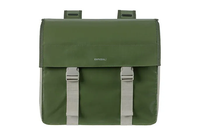 Basil Urban Load Double Bike Bag Moss Green/Sand