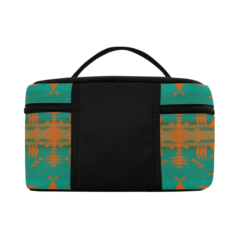 Between the Mountains Teal Orange Cosmetic Bag/Large