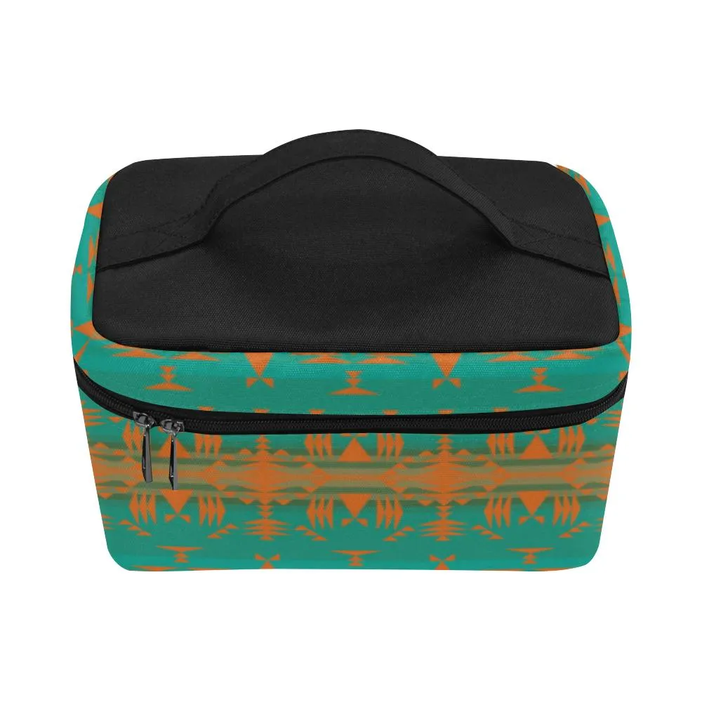 Between the Mountains Teal Orange Cosmetic Bag/Large