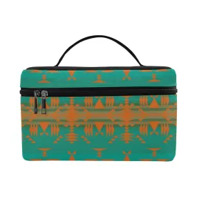 Between the Mountains Teal Orange Cosmetic Bag/Large