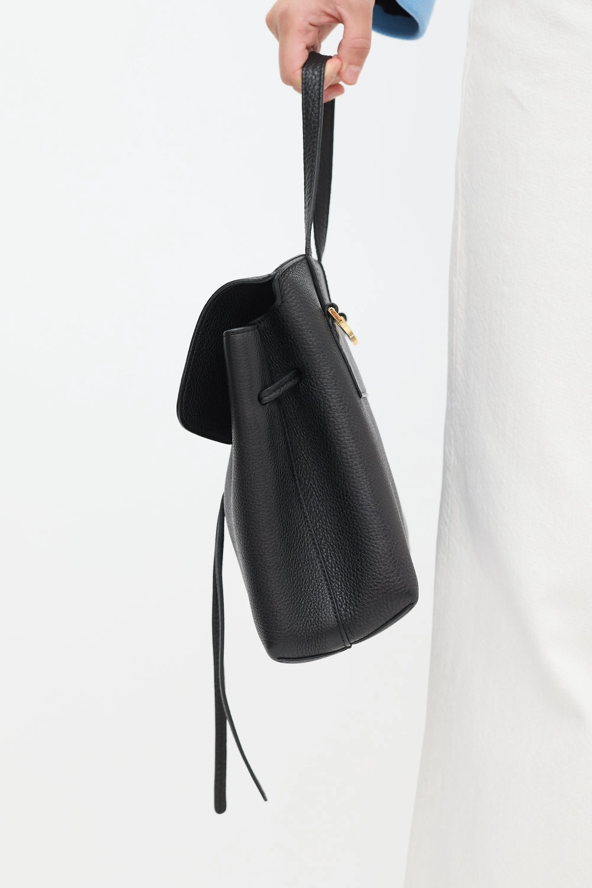 Black Pebbled Leather Lady Bag