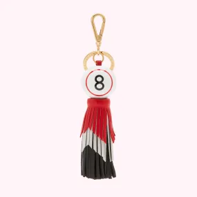 BLACK, RED AND CHALK BINGO BALL TASSEL KEYRING