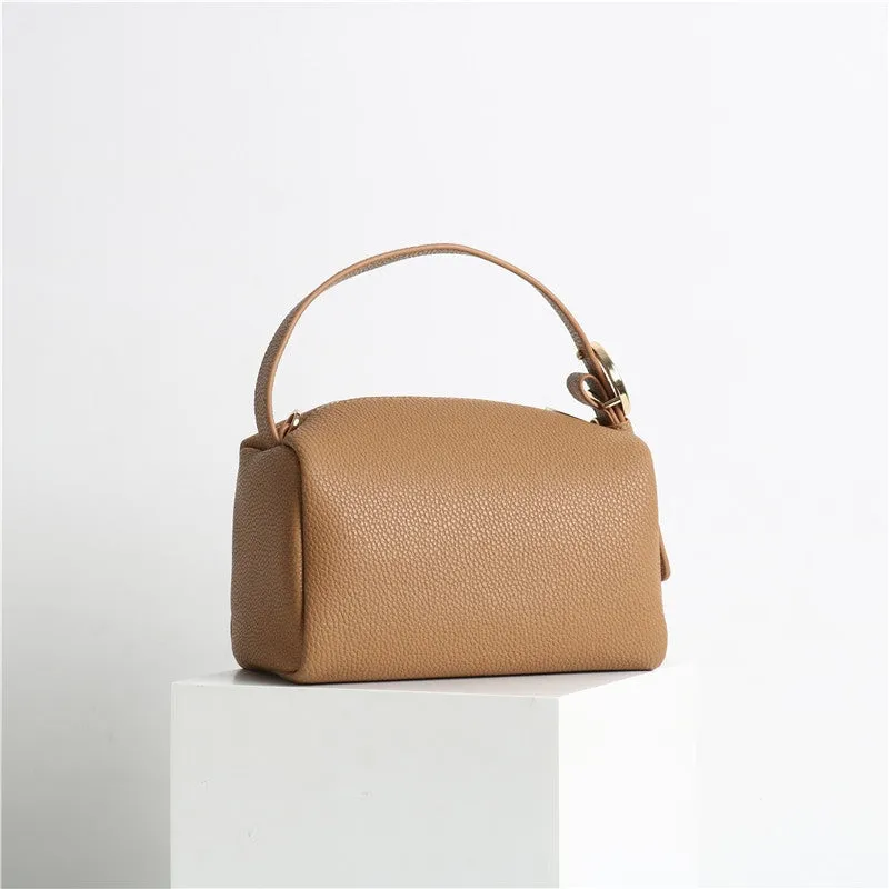 Boston Leather Top Handle Bowler Chain Bag