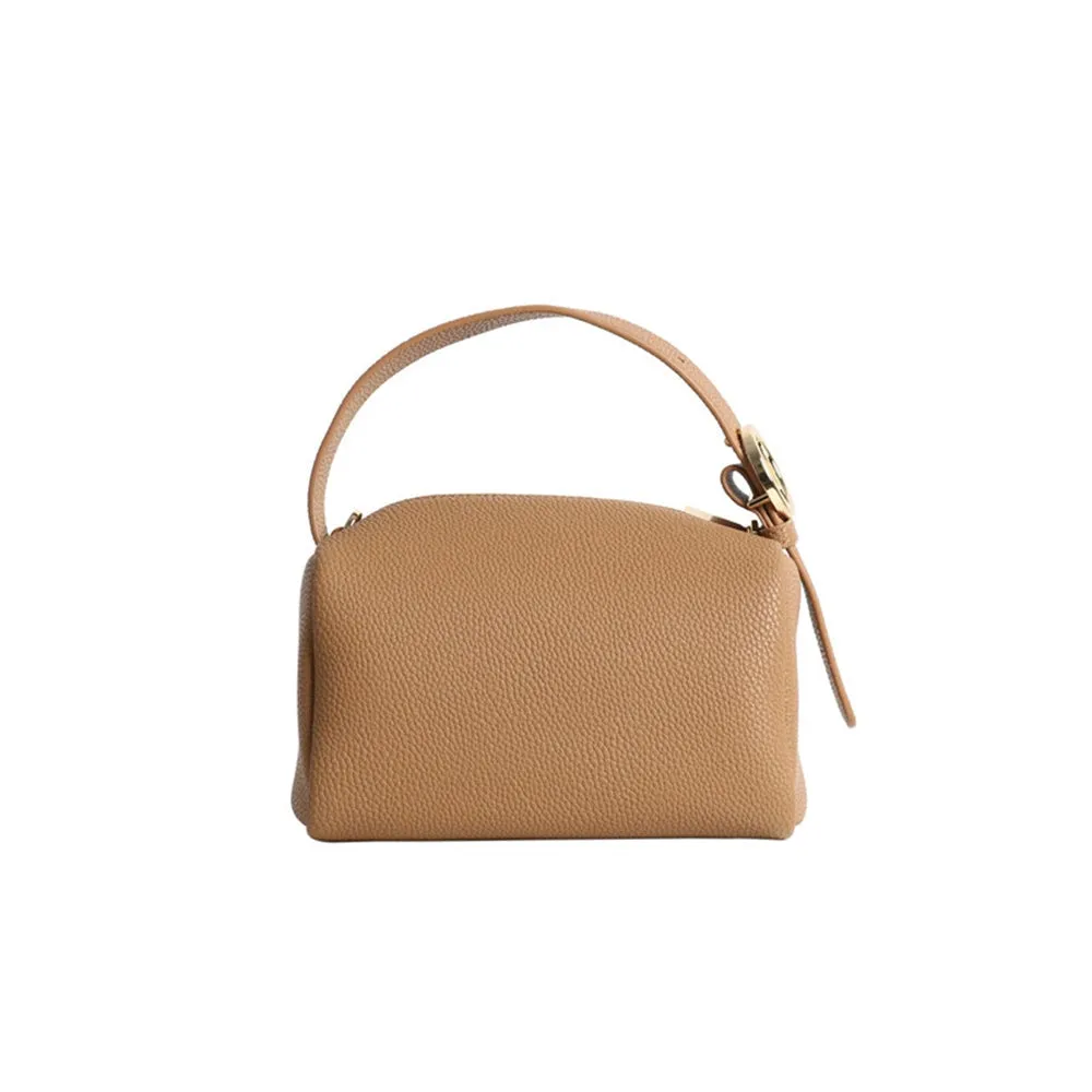 Boston Leather Top Handle Bowler Chain Bag