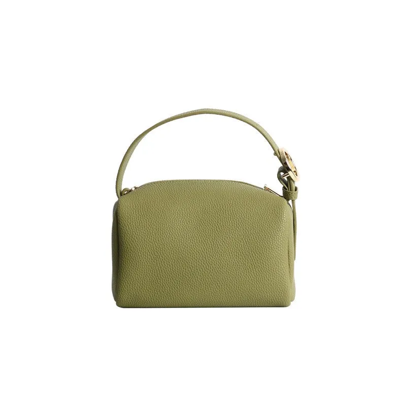 Boston Leather Top Handle Bowler Chain Bag