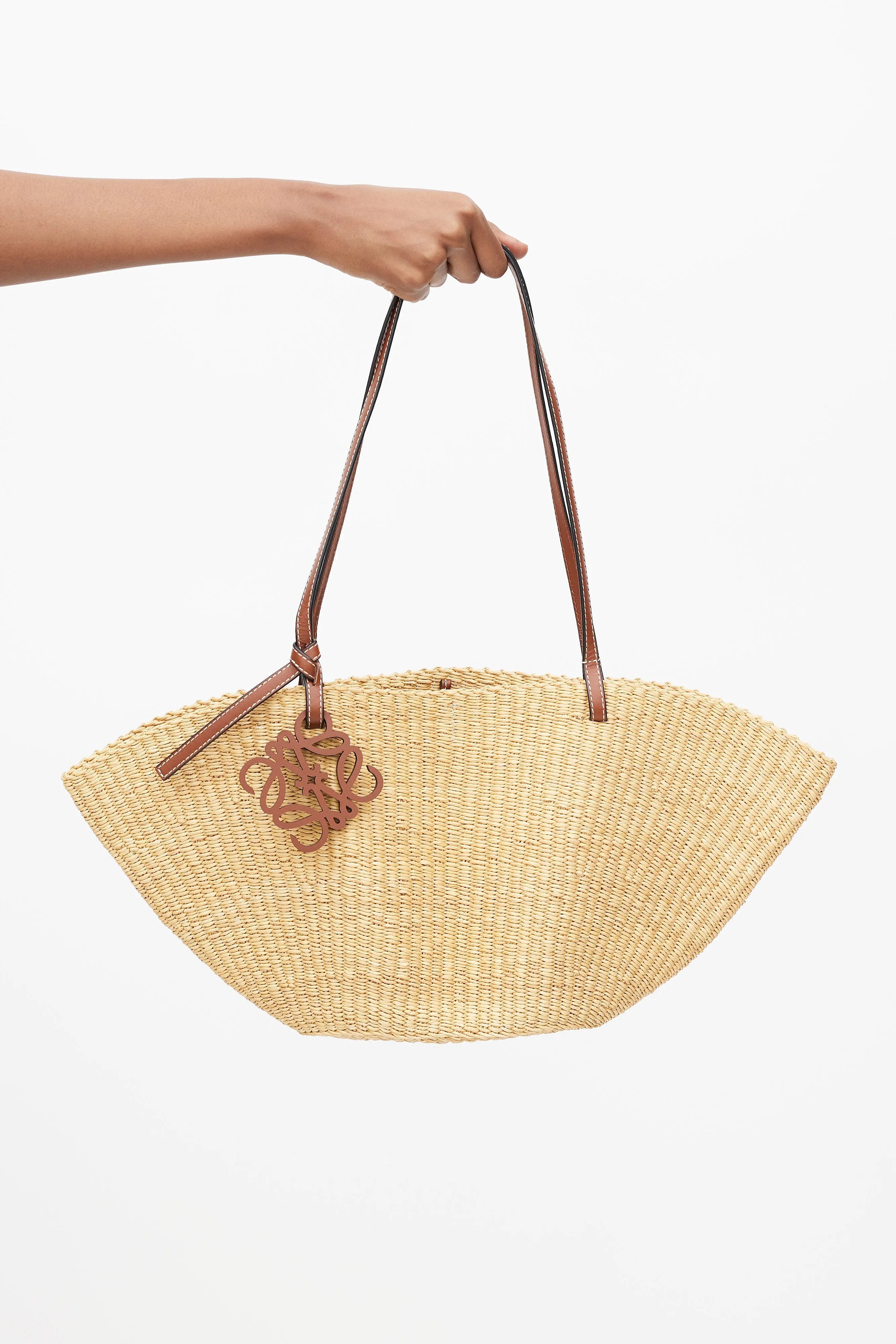 Brown Raffia Small Shell Bag