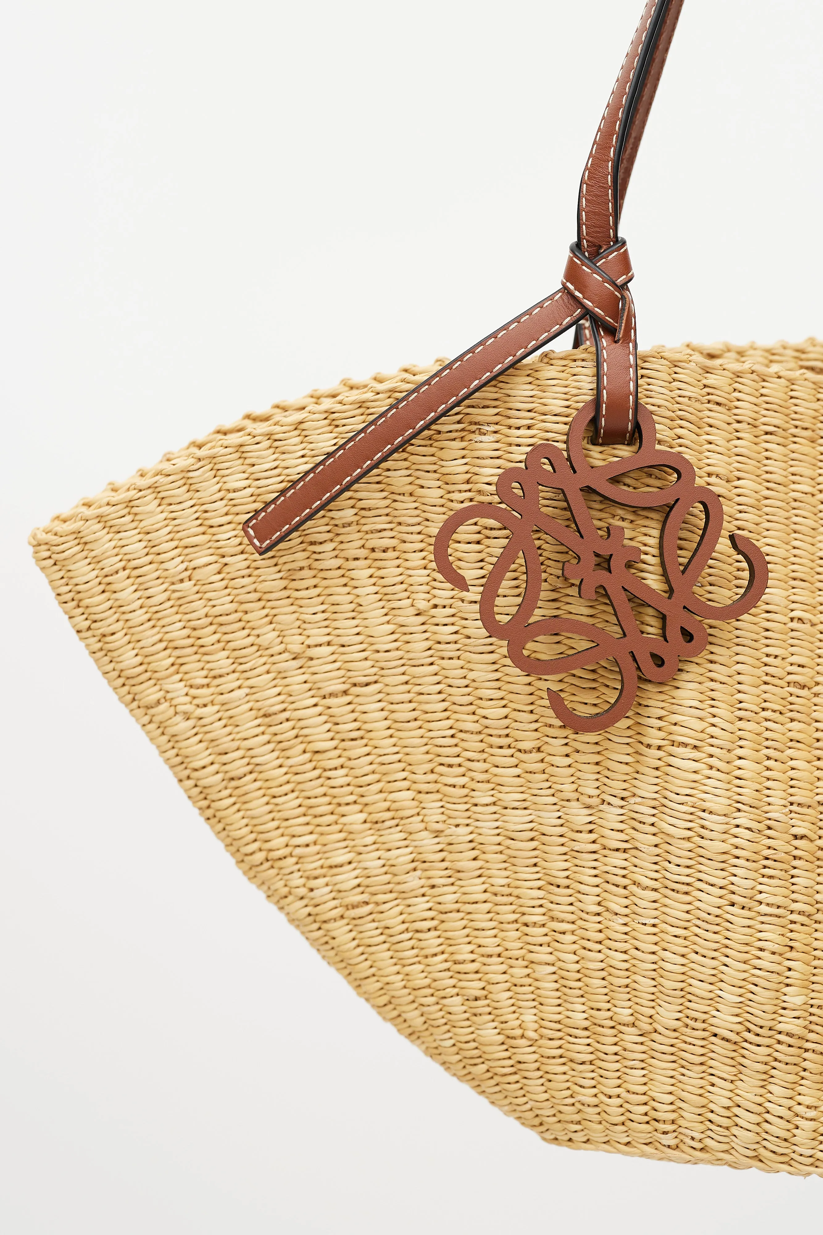 Brown Raffia Small Shell Bag