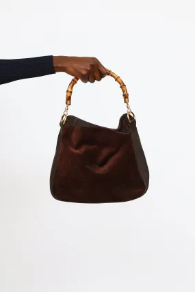 Brown Suede Bamboo Bag