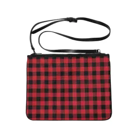 Buffalo Plaid Crossbody Slim Purse, Red and Black Check checkered Pattern Shoulder Wristlet Mini Zipper Nylon Handbag Clutch Bag