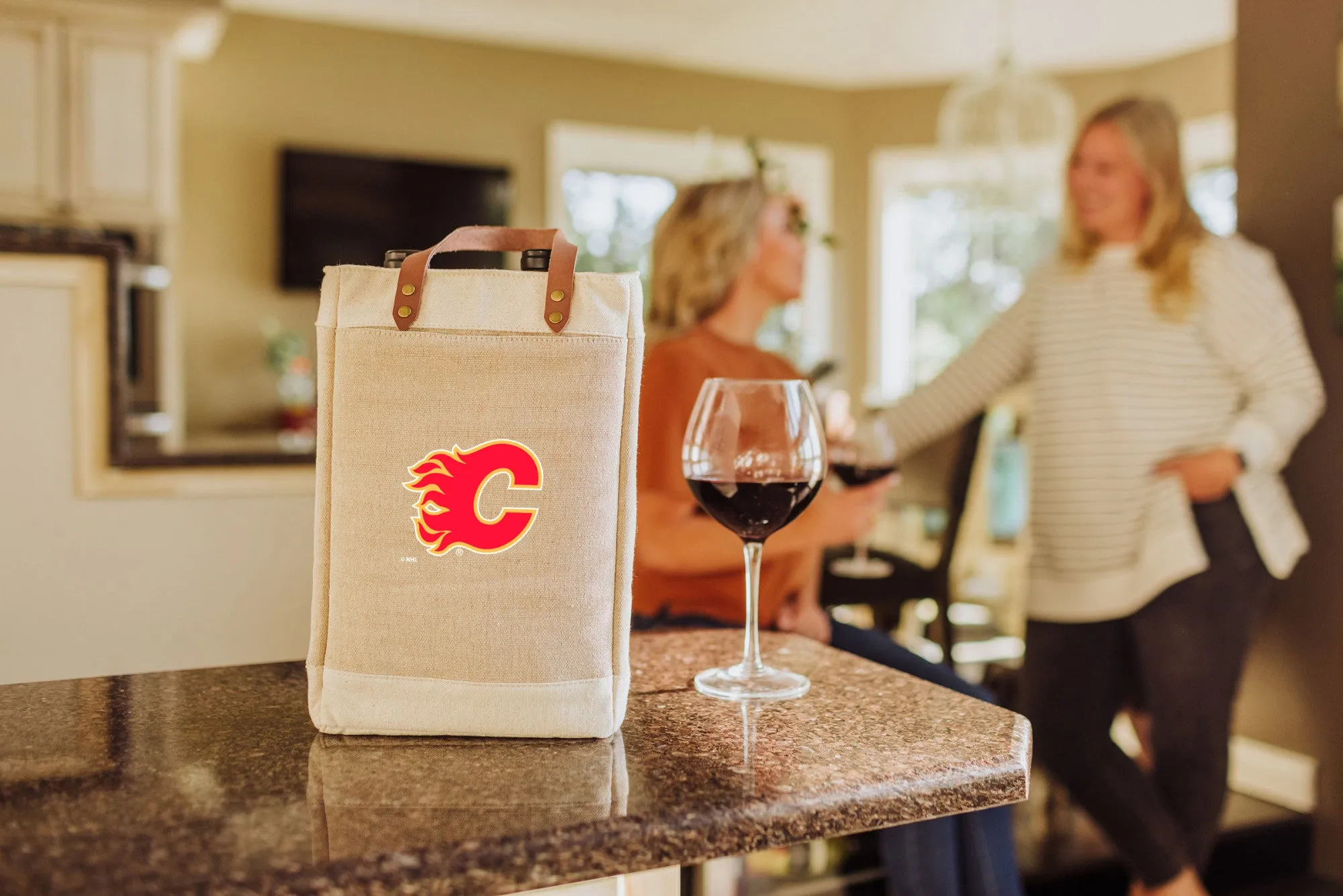 Calgary Flames - Pinot Jute 2 Bottle Insulated Wine Bag