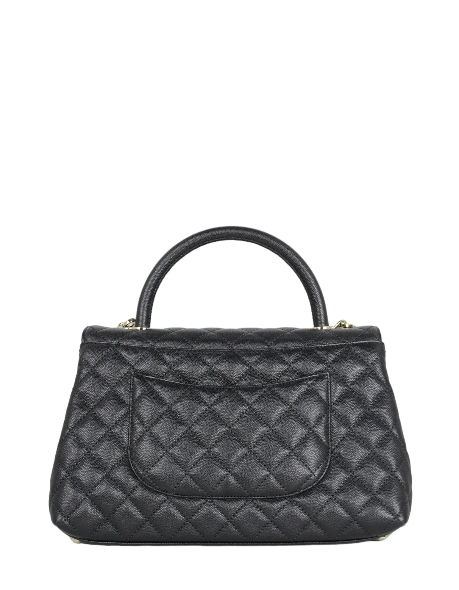 Chanel Black Caviar Small Coco Handle Bag Flap Bag