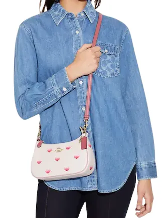 Coach Teri Shoulder Bag With Stripe Heart Print