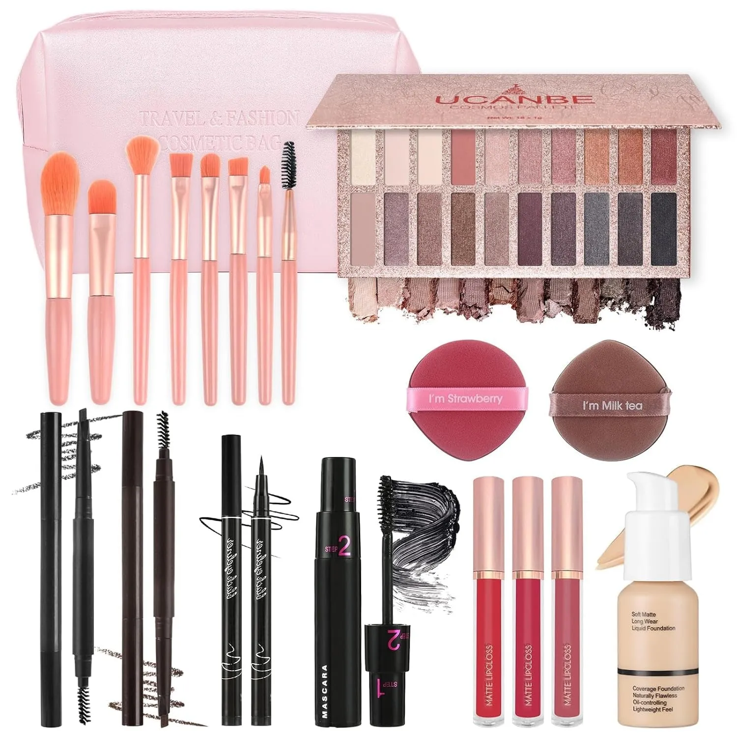 Complete Makeup Kit for Teens & Women - 20 Neutral Eyeshadows, Lip Gloss, Eyeliner & More!