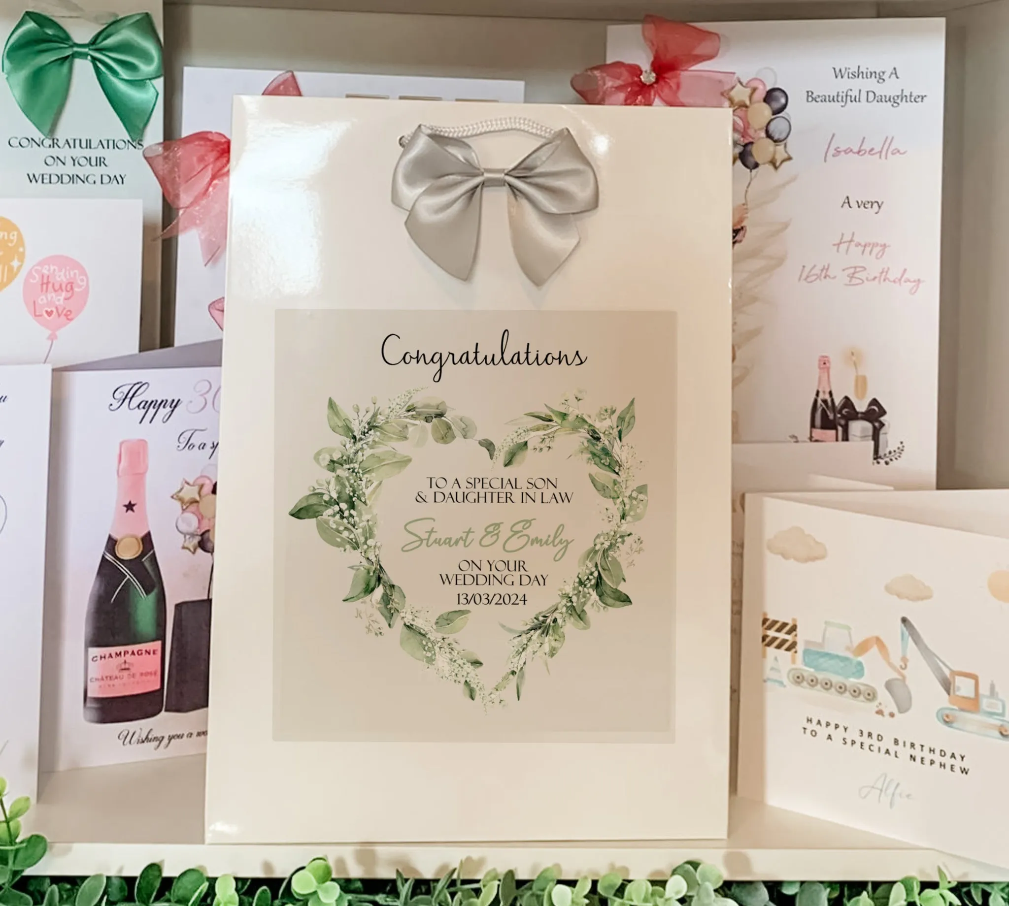 Congratulations On Your Wedding Day Gift Bag Eucalyptus Heart