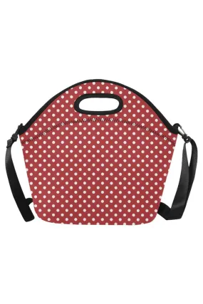 coral orange polka dots Neoprene Lunch Bag/Large (Model 1669)