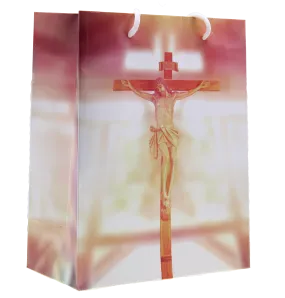 Crucifix Gift Bag with Gift Tissue-  9-3/4” x 7-3/4” - Large - Pack of 12