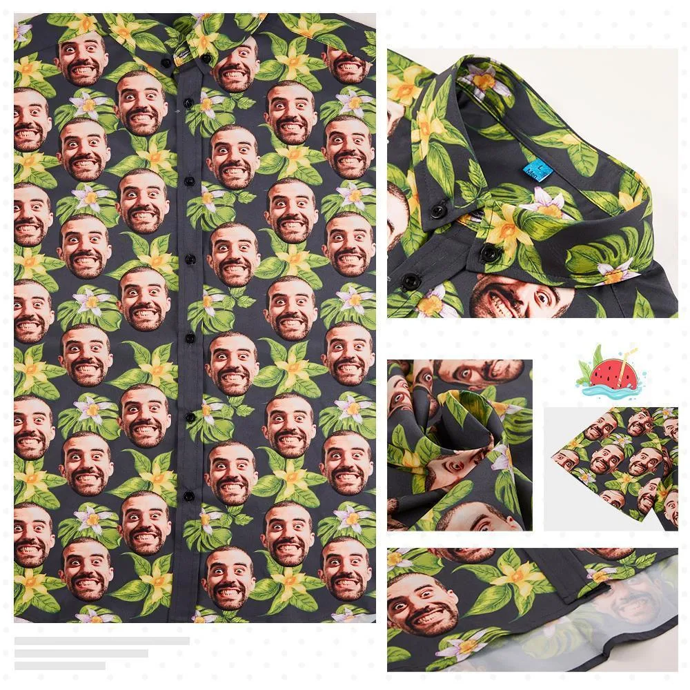 Custom Face Hawaiian Shirt for Men Black Shirt Wholesale Bulk Buying Beach Wear