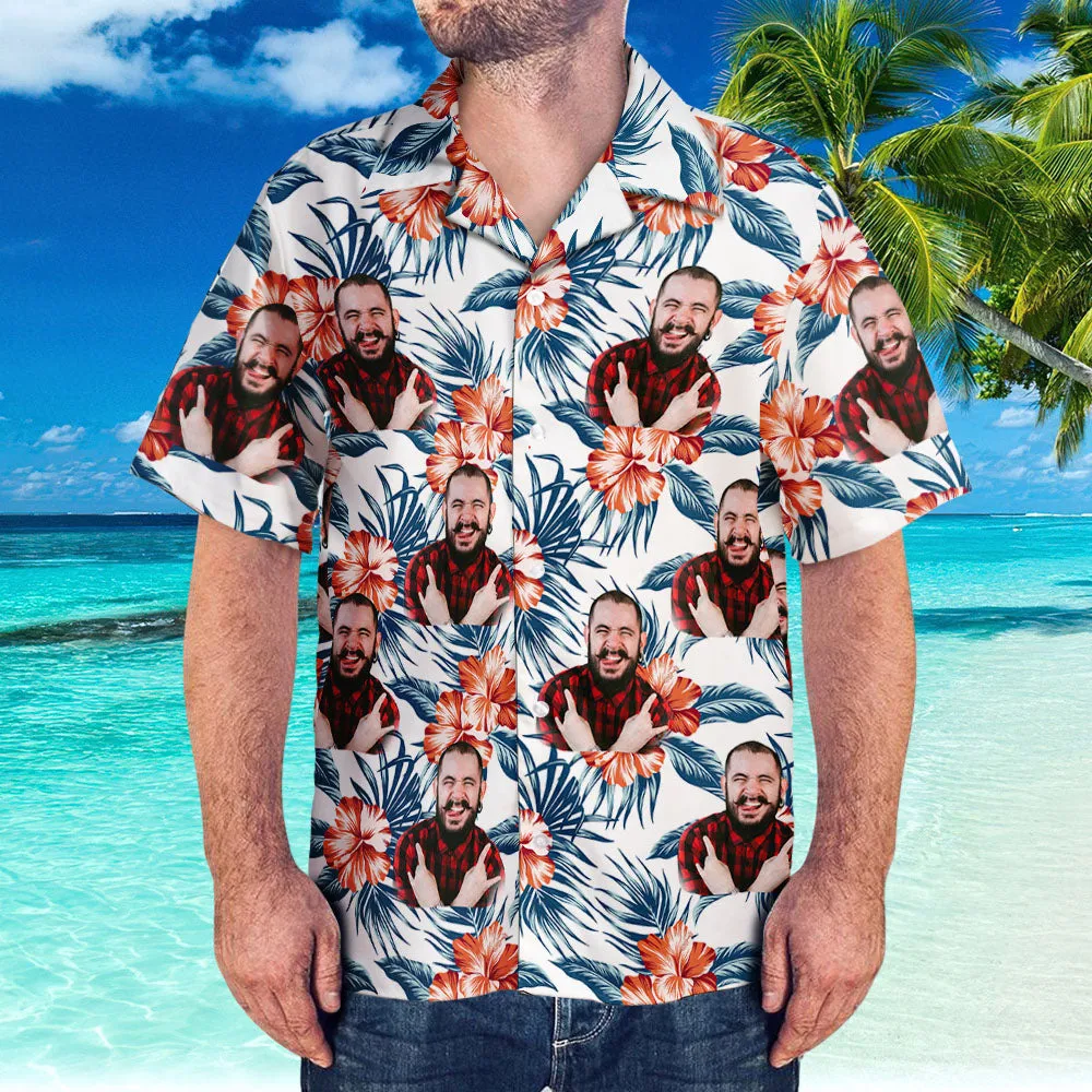 Custom Hawaiian Shirt with Girlfriend Face Personalized Beach Hawaiian Shirt