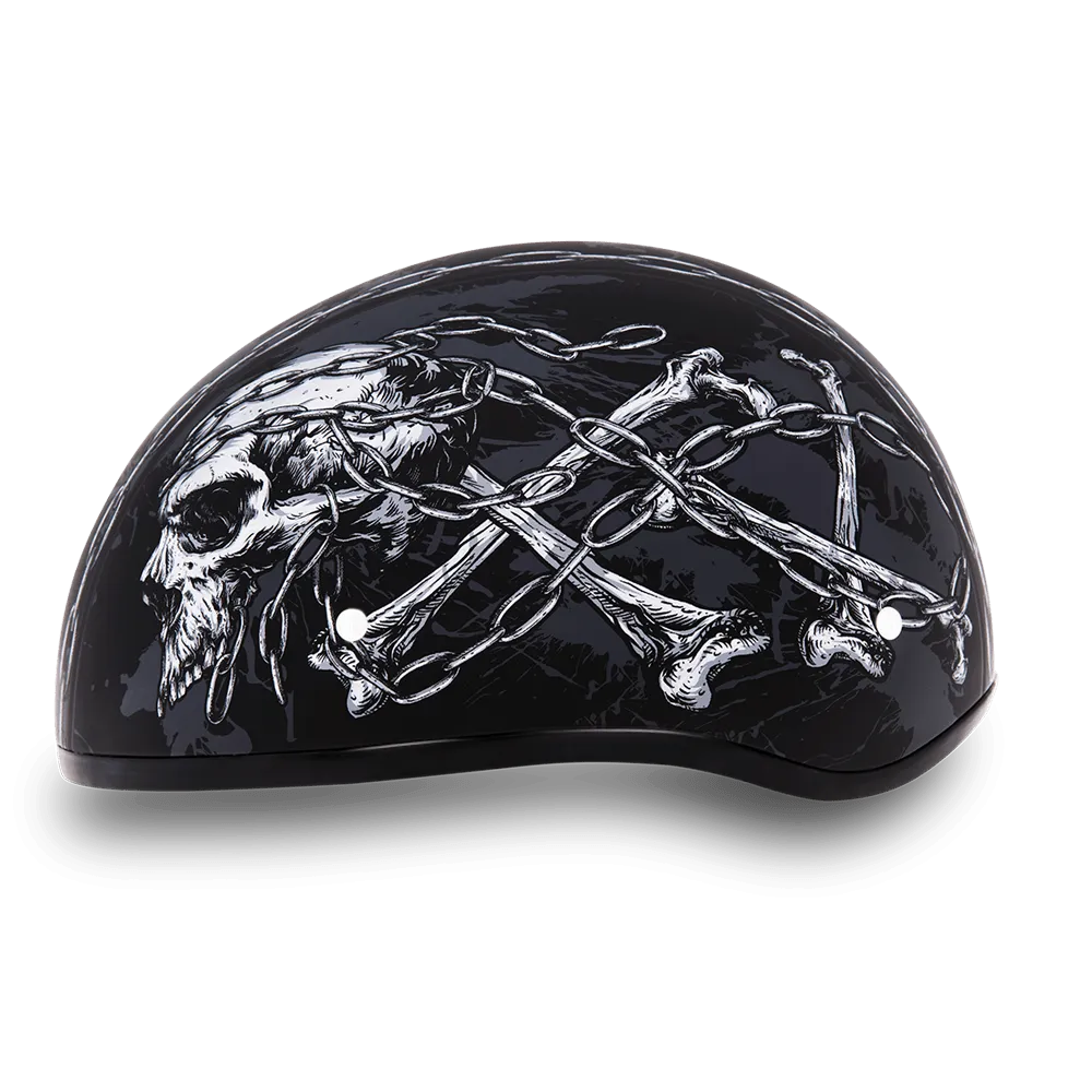 Daytona D.O.T Skull Cap Motorcycle Helmet with Skull Chains