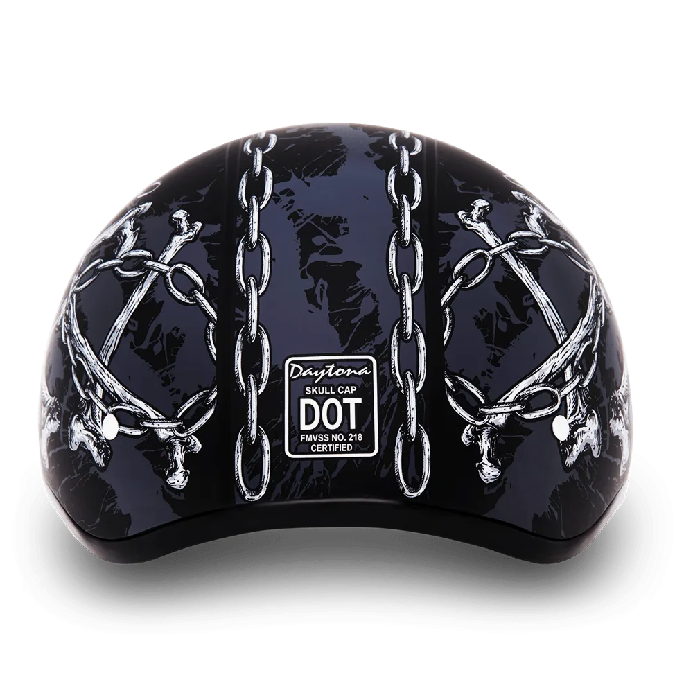 Daytona D.O.T Skull Cap Motorcycle Helmet with Skull Chains