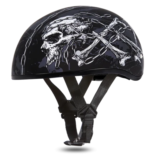 Daytona D.O.T Skull Cap Motorcycle Helmet with Skull Chains