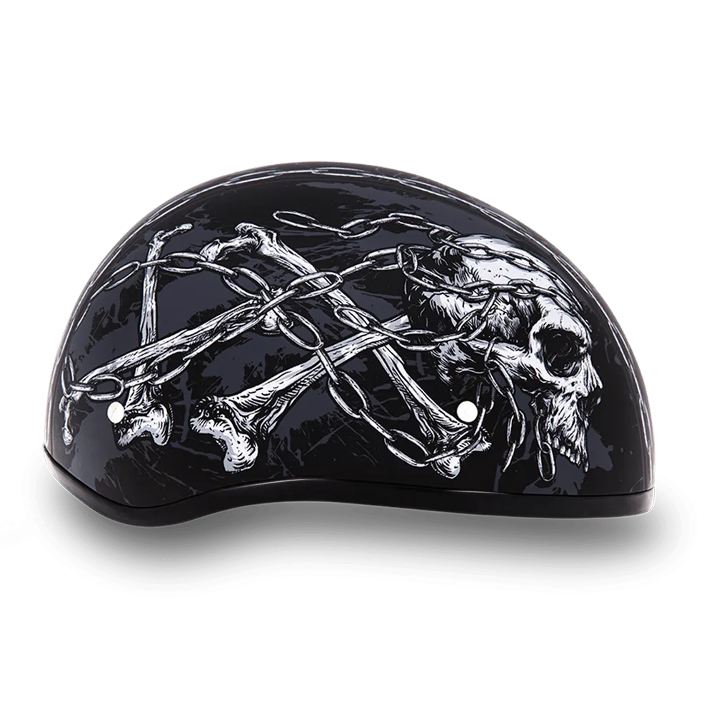 Daytona D.O.T Skull Cap Motorcycle Helmet with Skull Chains