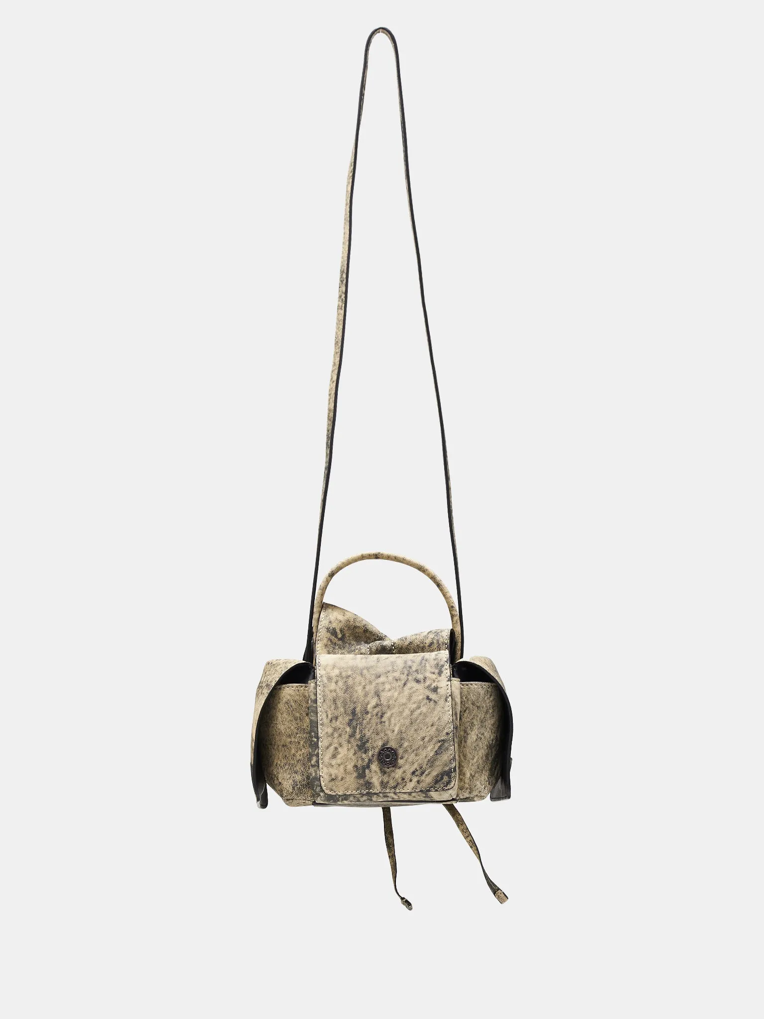 Distressed Leather Bag (FN-WN-BAGS000380-BEIGE-GREEN)