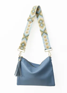 Dusty Blue Crossbody Bag with Camera Strap