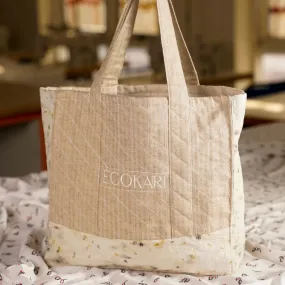 Eco-Tote Printed Bag | Beige & White