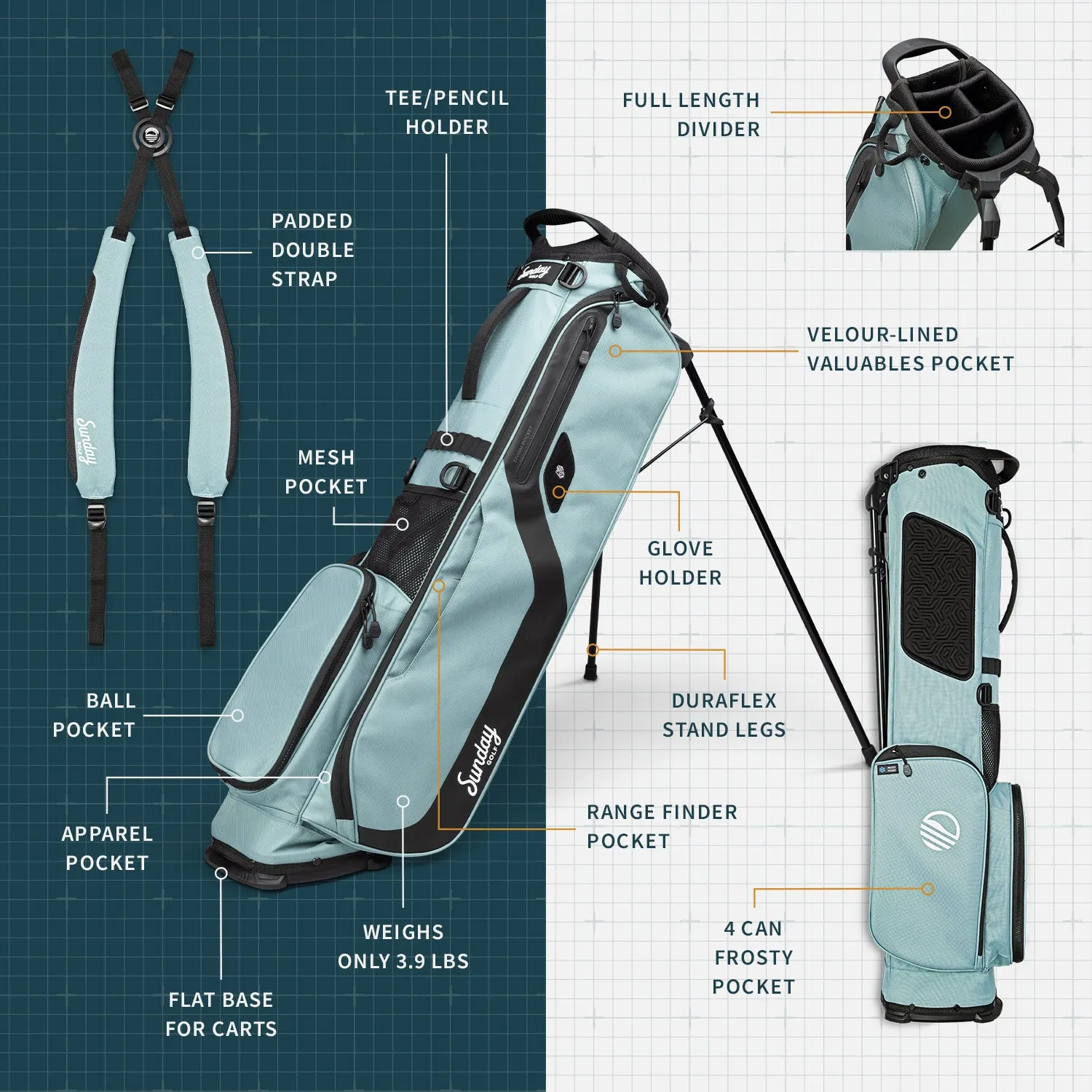 El Camino | Seafoam Walking Golf Bag