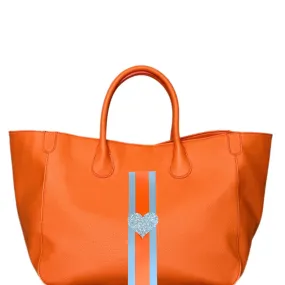 Everyday Vegan Leather Tote - Orange Line Heart