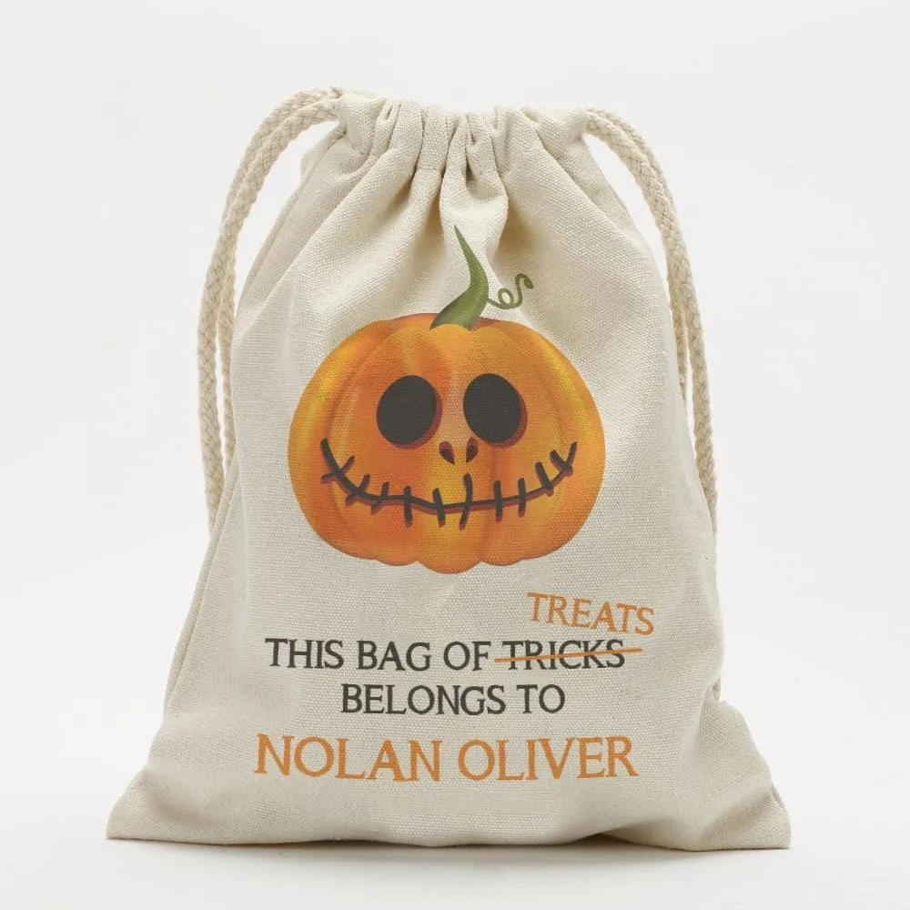 Exclusive - Sale | Bag Of Treats Custom Halloween Kids Drawstring Sack | Personalized Halloween Trick or Treat Bag