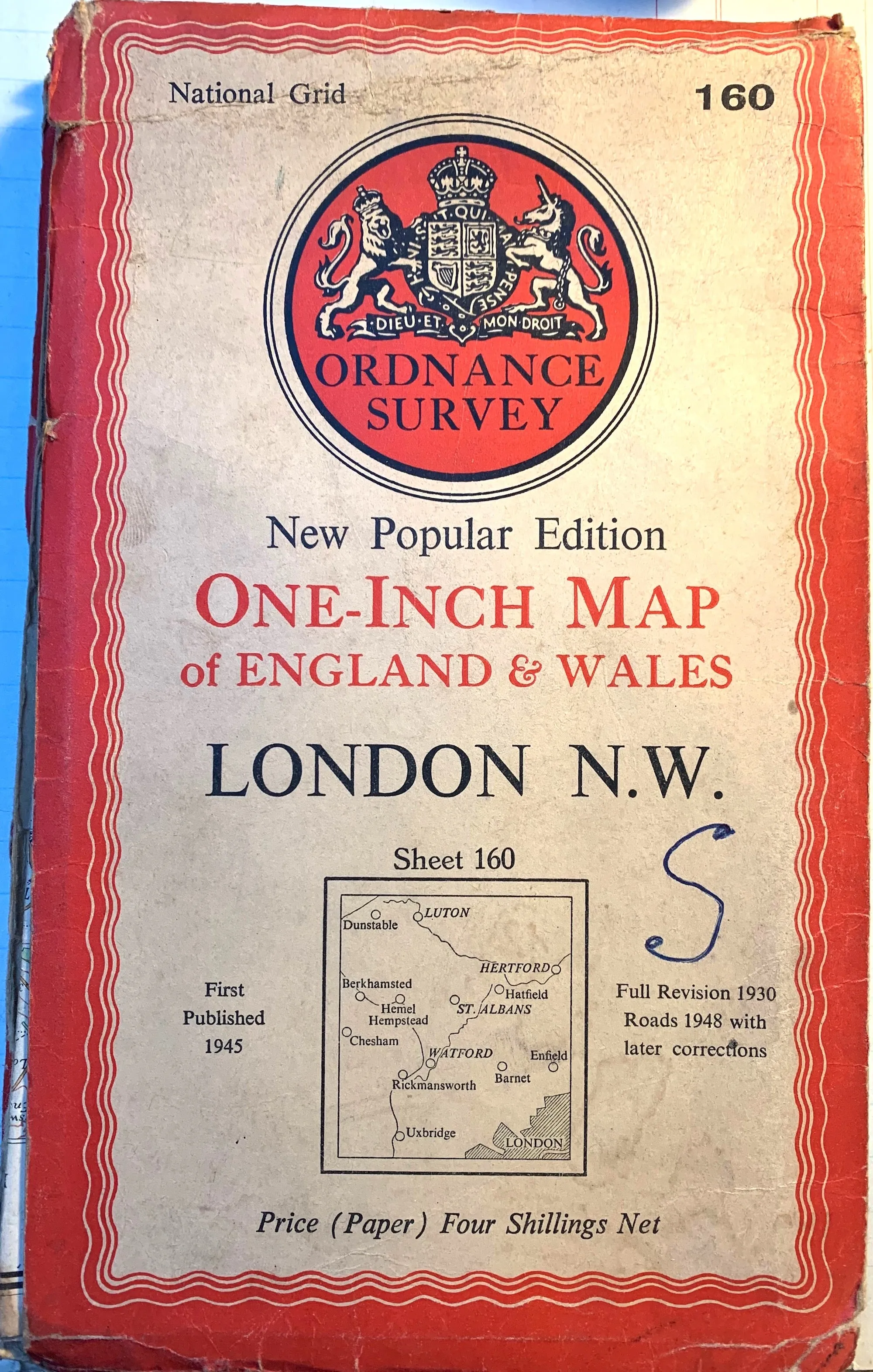 Fascinating 1940s and 50s ORDNANCE SURVEY MAPS of N.W. LONDON, Middlesex   Hertfordshire 1" to 1 Mile